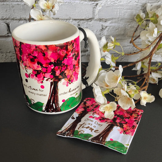 one day at a time mug and coaster set faith scripture gift mindfulness spiritual gift ceramic mug