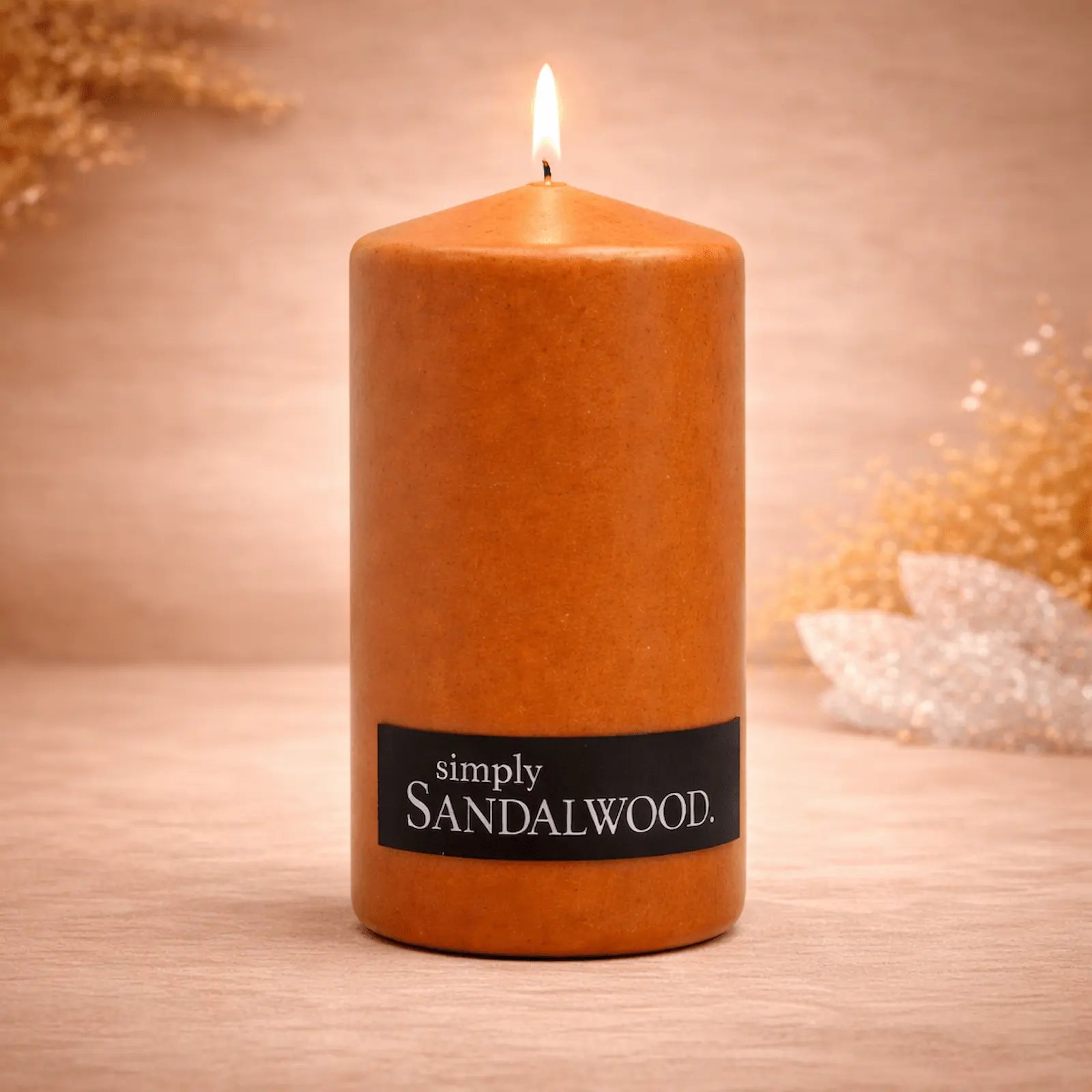 Orange Sandalwood pillar candle spiritual ritual candle for creativity manifestation joy and Sacral Chakra healing