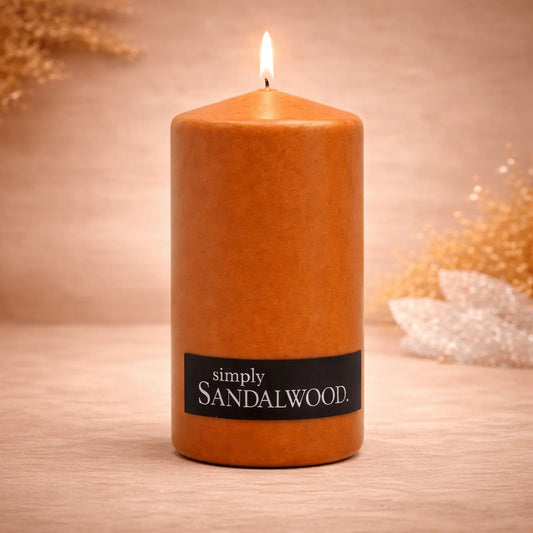 Orange Sandalwood pillar candle spiritual ritual candle for creativity manifestation joy and Sacral Chakra healing