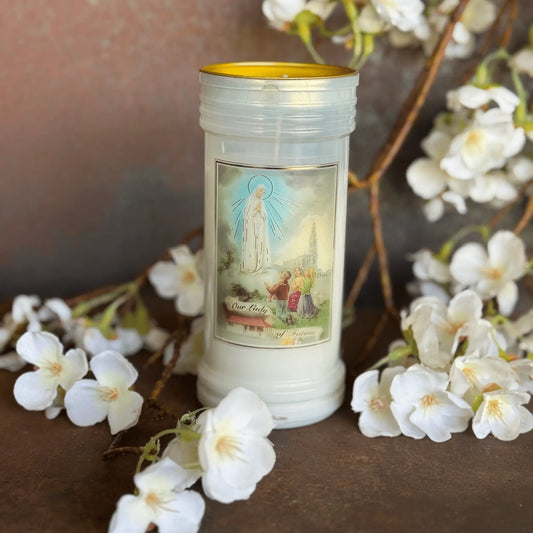 Our Lady of Fatima Devotional Candle – Faith, Protection & Inner Peace