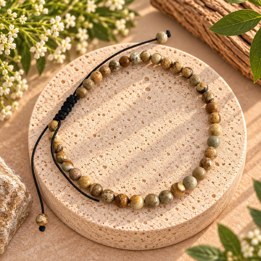 Picture Jasper Unisex Adjustable Crystal Bracelet 4mm – Grounding, Clarity & Inner Balance