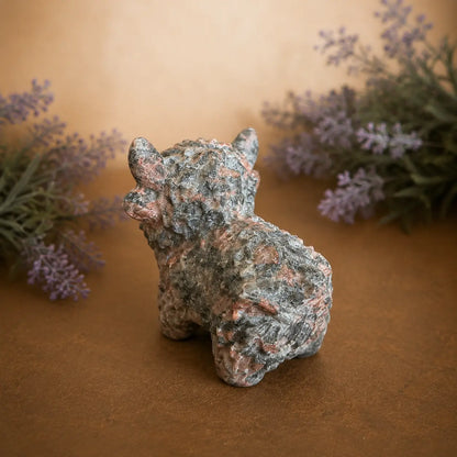 Pink Zebra Jasper Highland Cow Carving – Nurturing & Calm — A