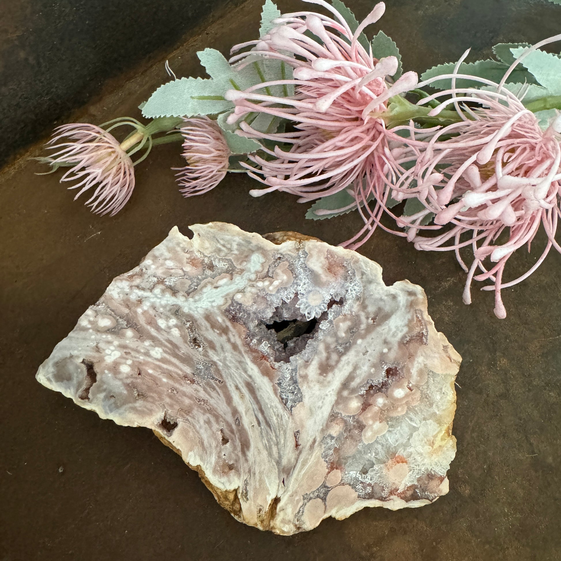 Pink Amethyst Slice crystal for emotional healing, self-love, calm and spiritual growth