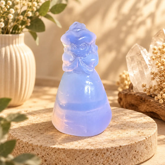 Pink Opalite Princess Peach-Inspired Crystal Carving