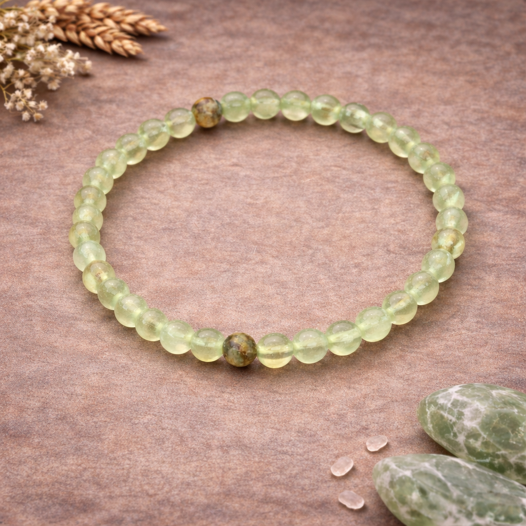 Prehnite Crystal Bracelet 6mm – A Sacred Talisman of Inner Peace