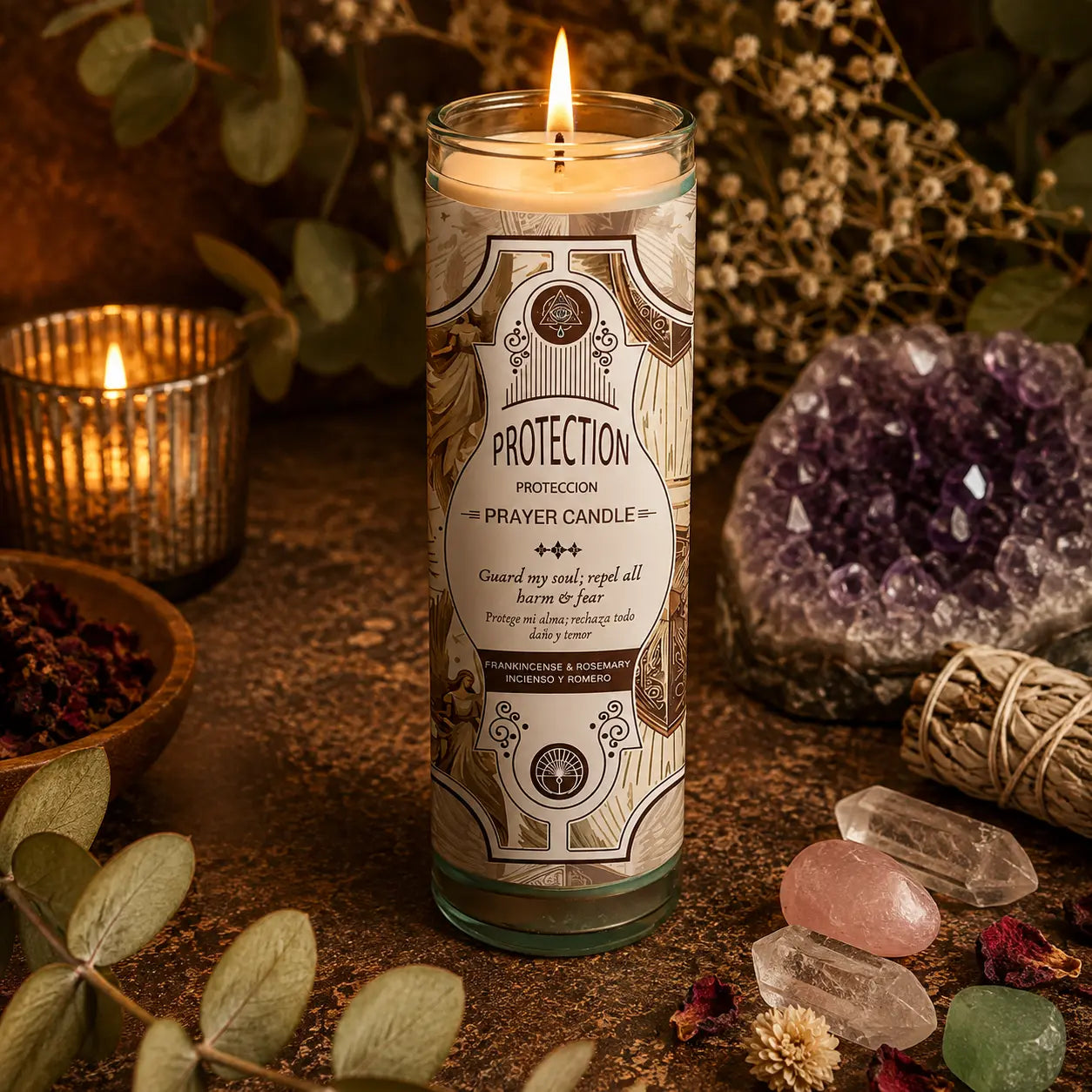 Protection Prayer Candle — Frankincense & Rosemary