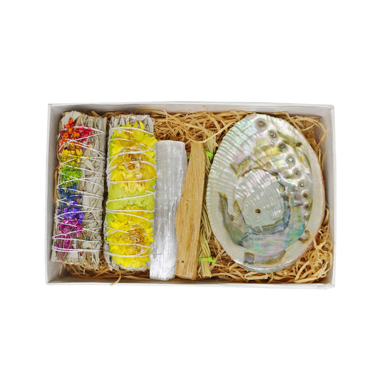 Rainbow Green Floral Sage Smudge Kit – Chakra Energy Cleansing & Spiritual Gift Set