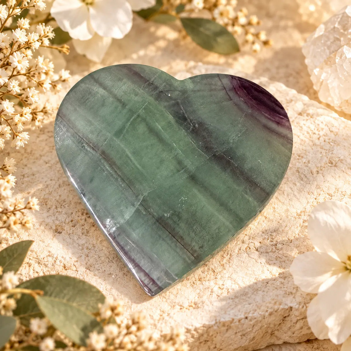Rainbow Fluorite Crystal Heart – Emotional Healing, Clarity & Spiritual Protection | Spiritual Gift