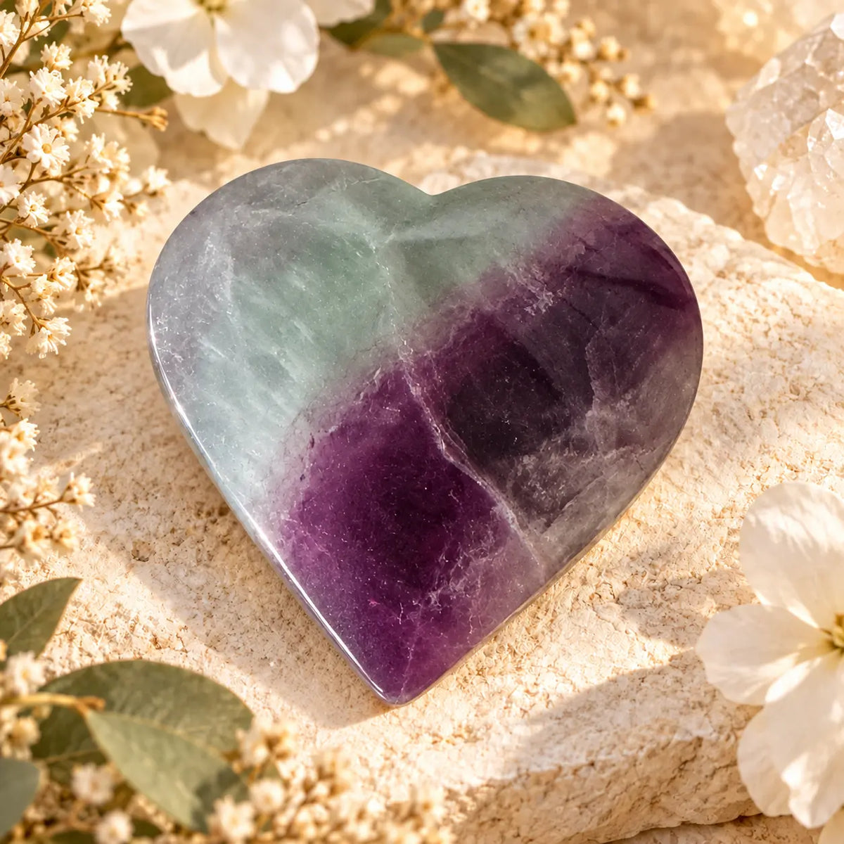 Rainbow Fluorite Crystal Heart – Emotional Healing, Clarity & Spiritual Protection | Spiritual Gift