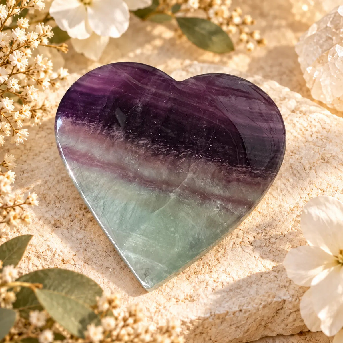 Rainbow Fluorite Crystal Heart – Emotional Healing, Clarity & Spiritual Protection | Spiritual Gift