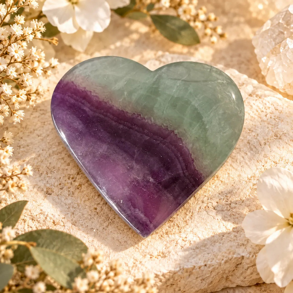 Rainbow Fluorite Crystal Heart – Emotional Healing, Clarity & Spiritual Protection | Spiritual Gift