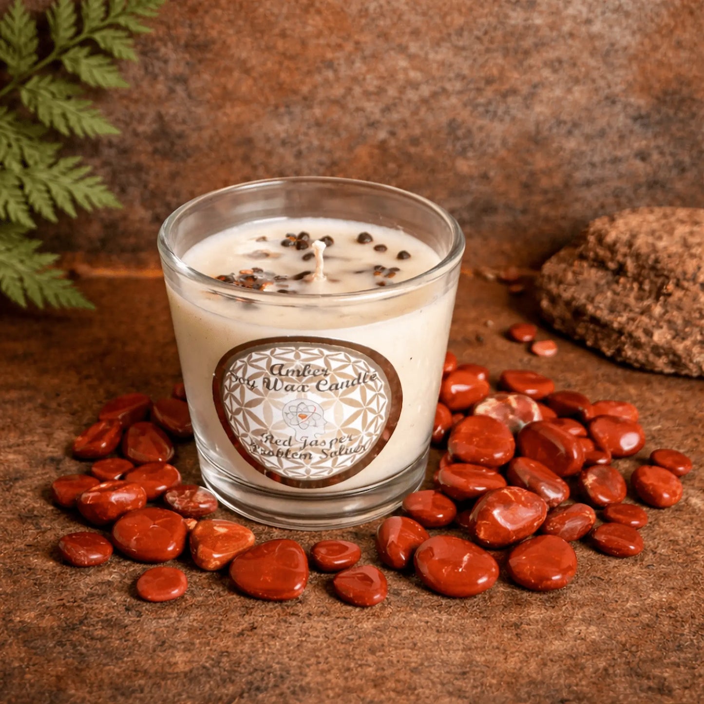 Red Jasper Amber Spiritual Votive Candle 67g for grounding, protection, emotional healing, clarity and spiritual balance