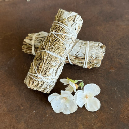 Rosemary and White Sage Smudge Stick for energy cleansing, spiritual protection, clarity, and spiritual renewal