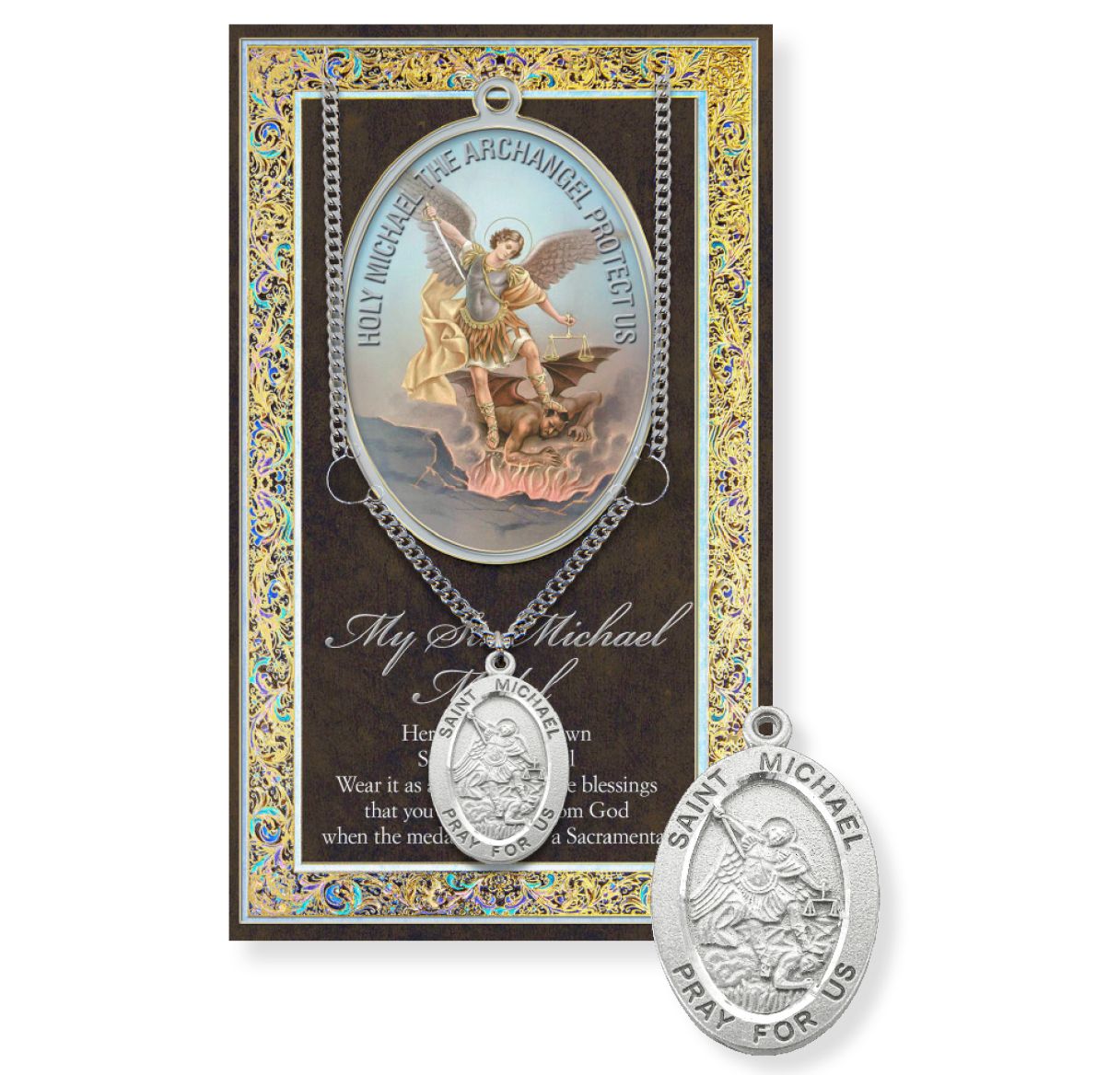 Archangel Michael Pewter Medal with Stainless Steel Chain – Divine Protection & Strength
