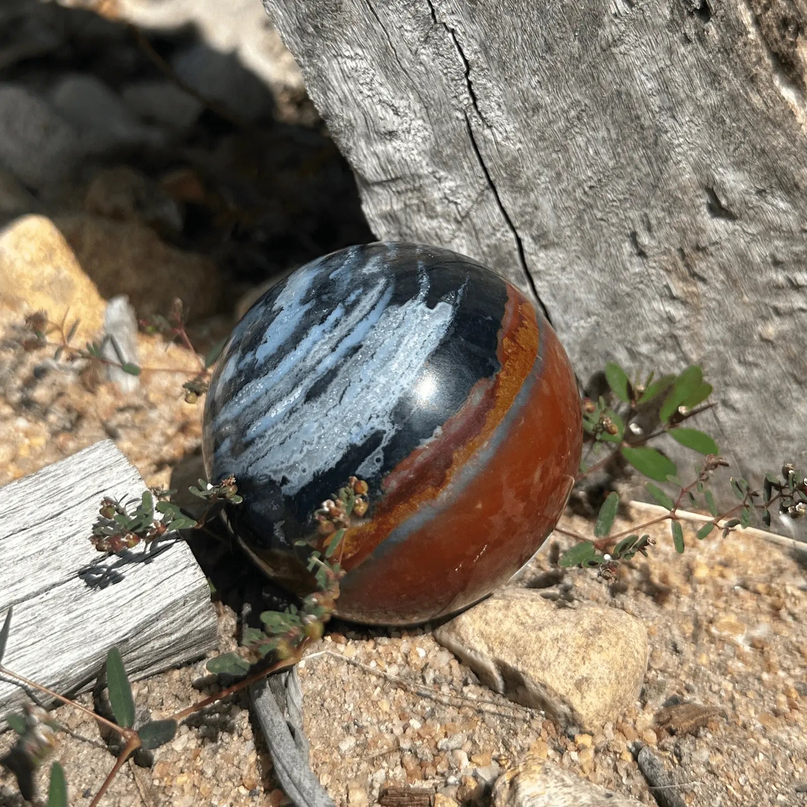 sardonyx crystal sphere for grounding emotional stability confidence and spiritual protection
