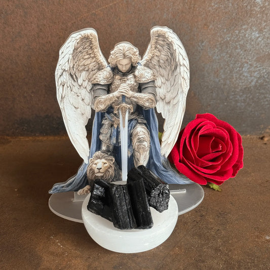 Selenite and Black Tourmaline Psychic Cleanse & Recharge Set for energy clearing, spiritual protection, aura support, grounding, balance, and sacred space cleansing.