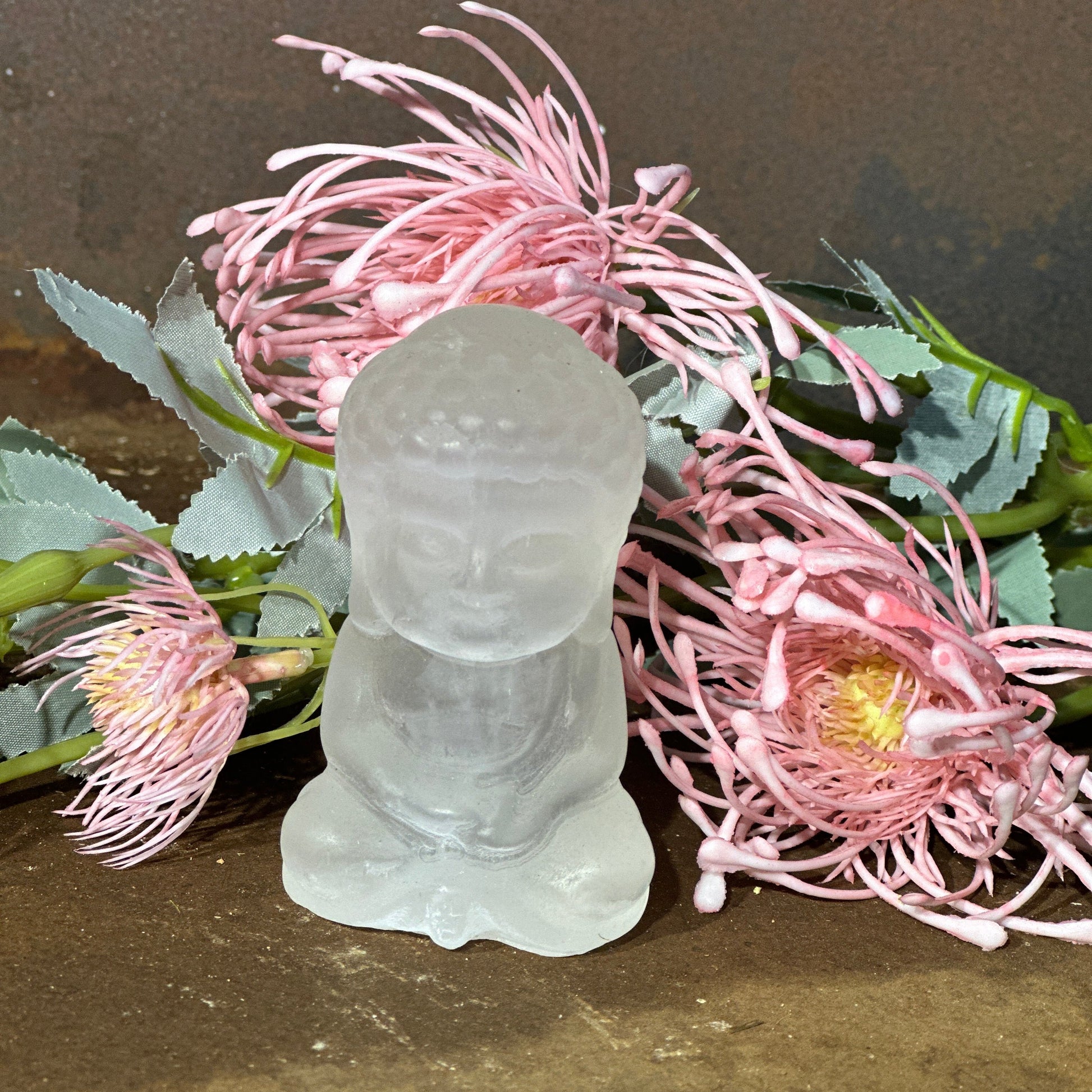 selenite buddha australia crystal carving spiritual healing protection clarity inner peace
