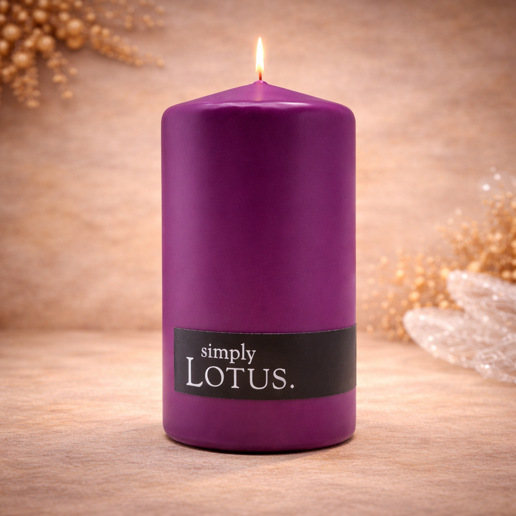 Simply Lotus Purple Pillar Candle – Spiritual Ritual Candle for Wisdom, Intuition & Clarity