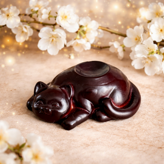 Sleeping Cat Sphere Holder for intuition, spiritual protection, calm, and positive energy
