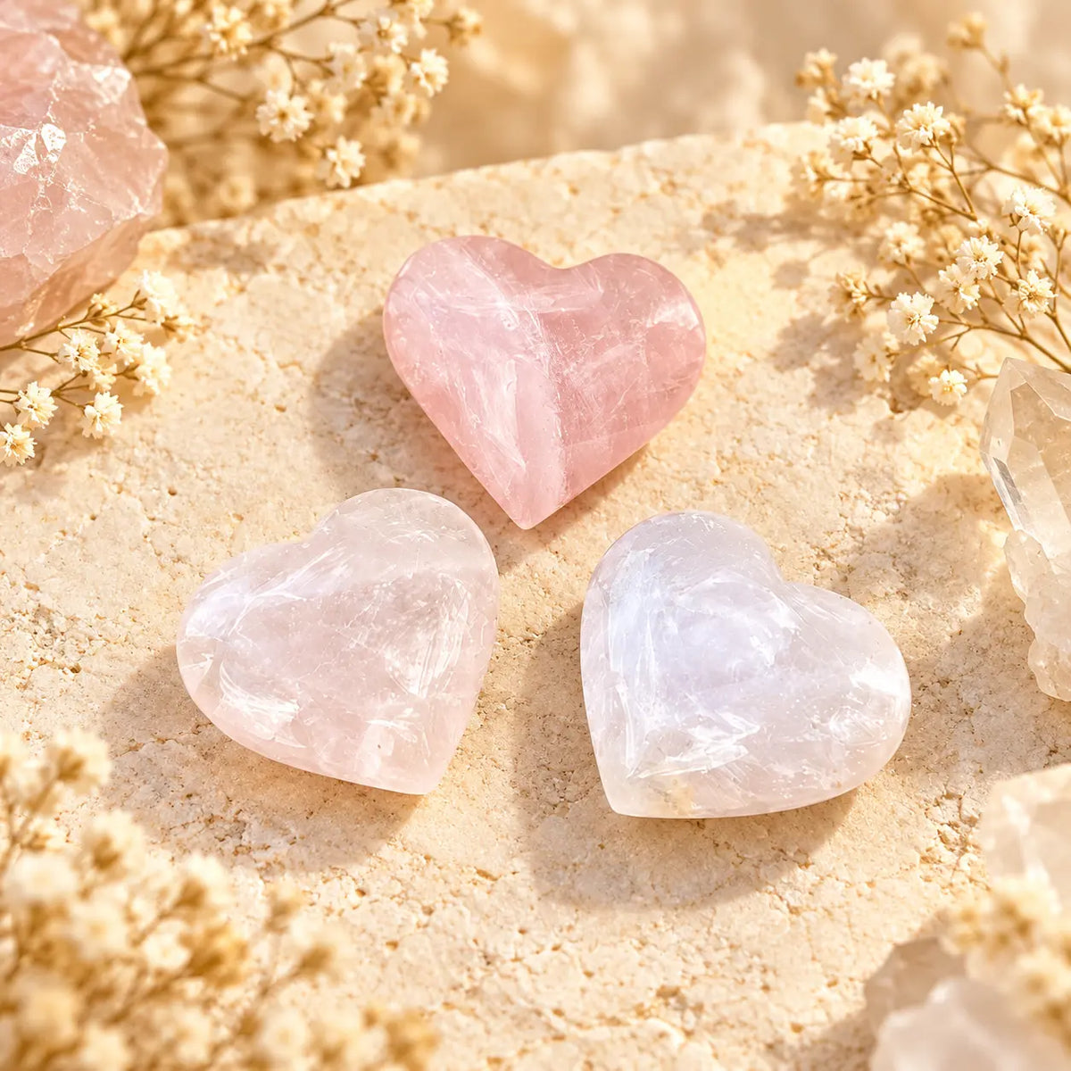 Rose Quartz crystal heart gift – polished crystal carving