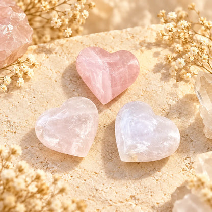 Rose Quartz crystal heart gift – polished crystal carving