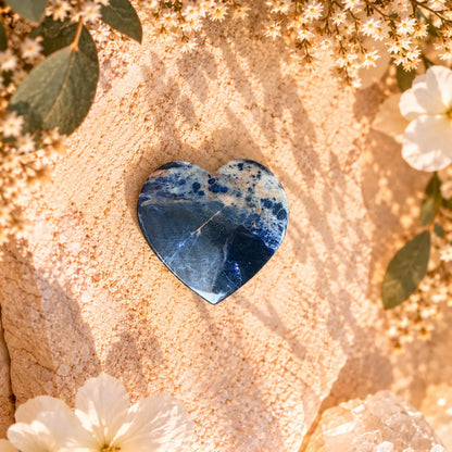 Sodalite Crystal Heart Piece 2 – Intuition, Clarity & Inner Peace