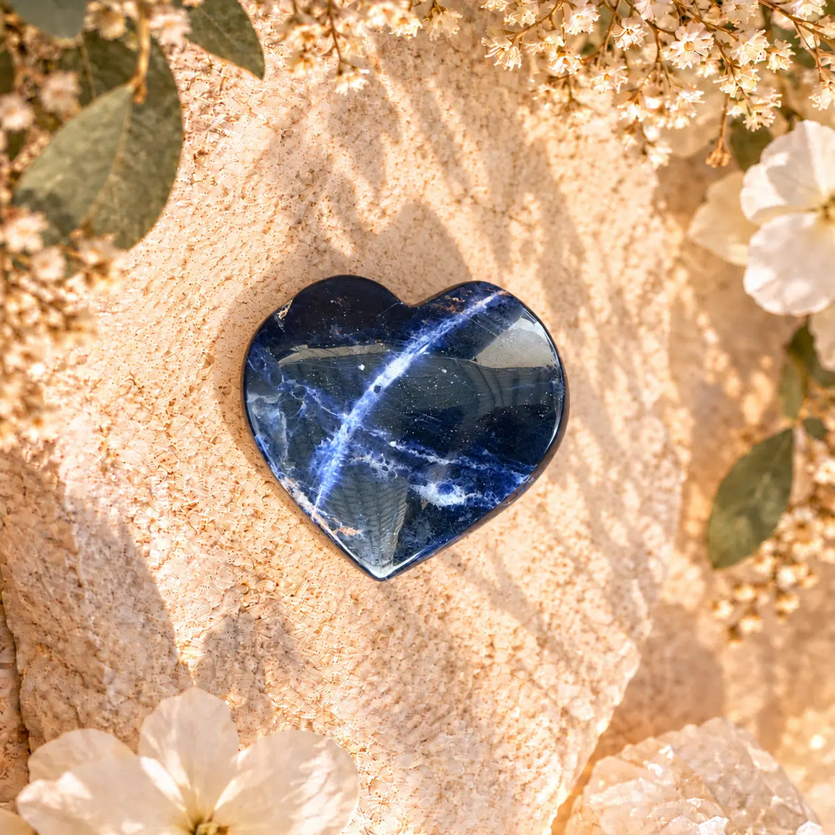 Sodalite Crystal Heart Piece 3 – Intuition, Clarity & Inner Peace