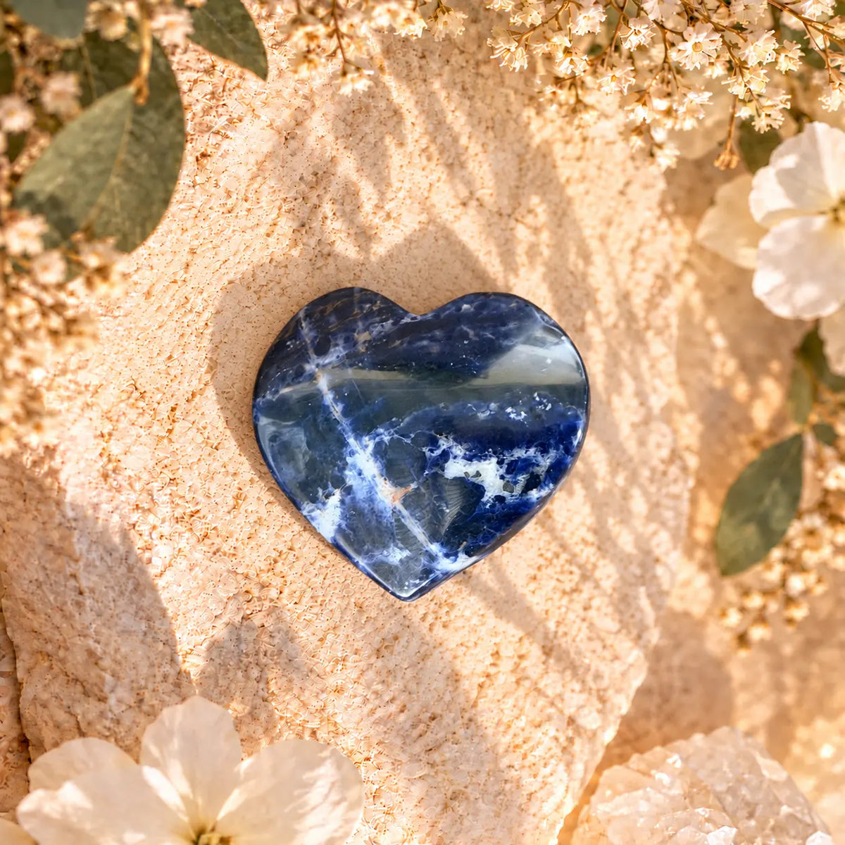 Sodalite Crystal Heart Piece 3 – Intuition, Clarity & Inner Peace