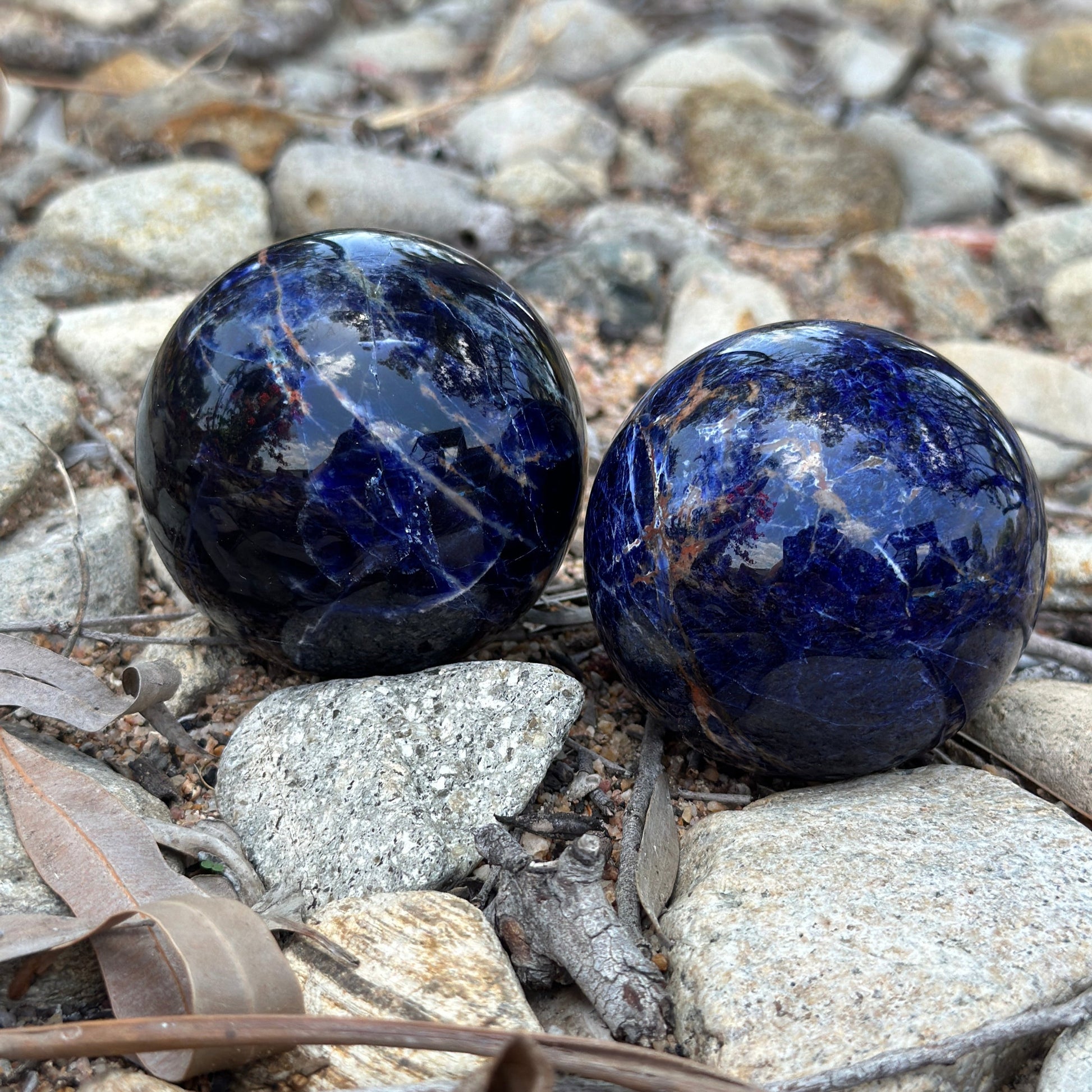 Sodalite Crystal Sphere for emotional healing, mental clarity, calm communication, and spiritual balance