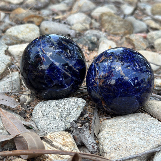 Sodalite Crystal Sphere for emotional healing, mental clarity, calm communication, and spiritual balance