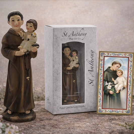 St. Anthony Statue with Prayer Cards (9cm) – Divine Protection, Guidance & Spiritual Healing