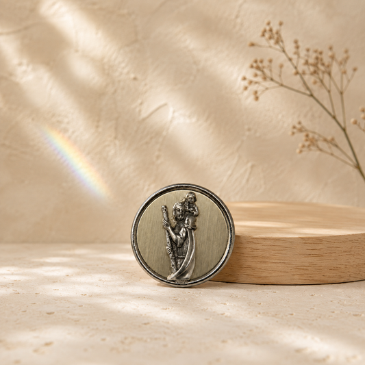 St Christopher Two-Tone Relief Car Plaque – Christian Gift