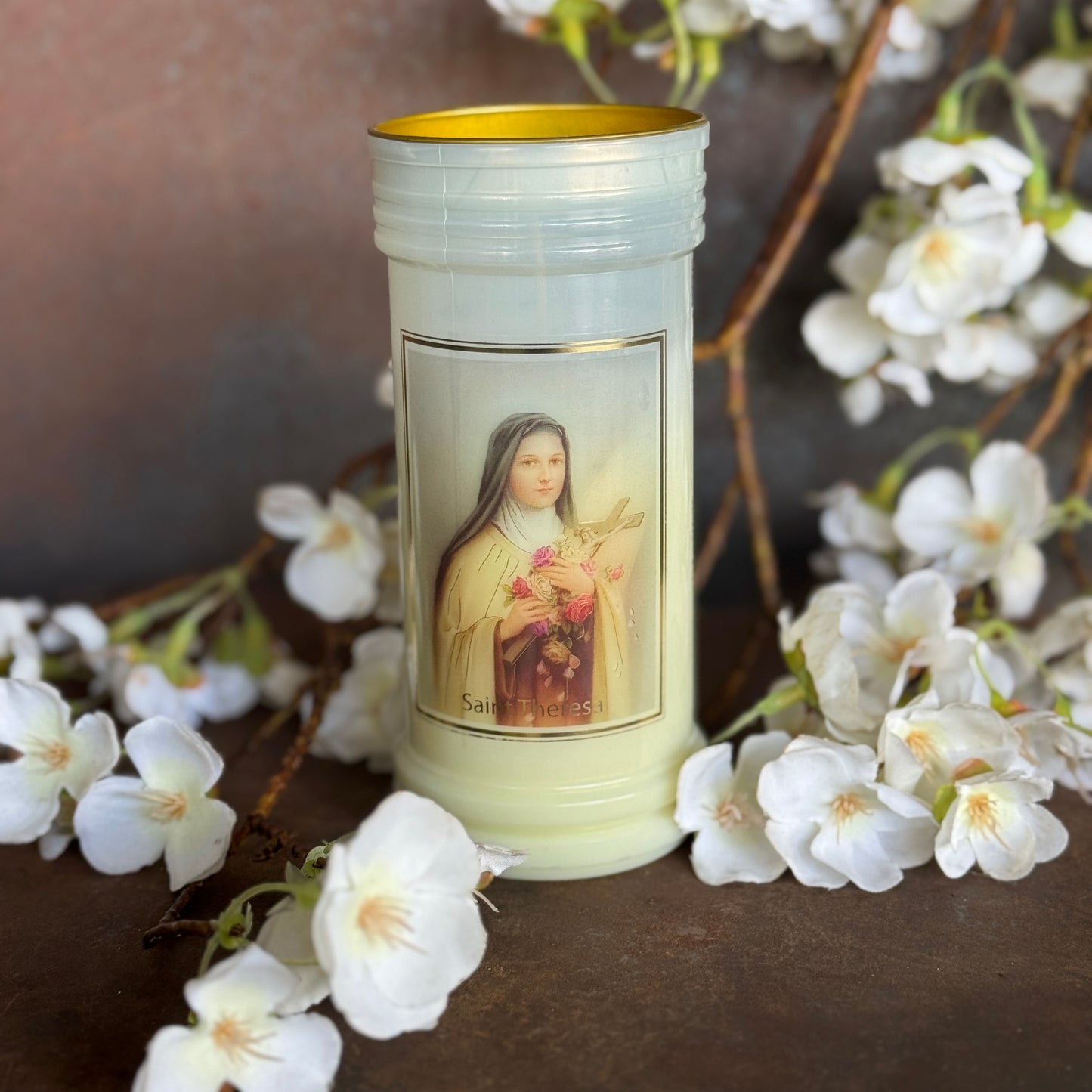 St Theresa of Lisieux devotional candle religious spiritual candle for prayer healing faith and comfort

ALT Text:
