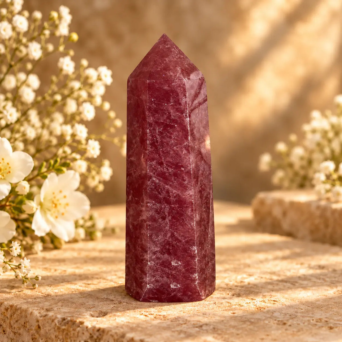 Strawberry Quartz crystal generator 420g for Heart Chakra intentions