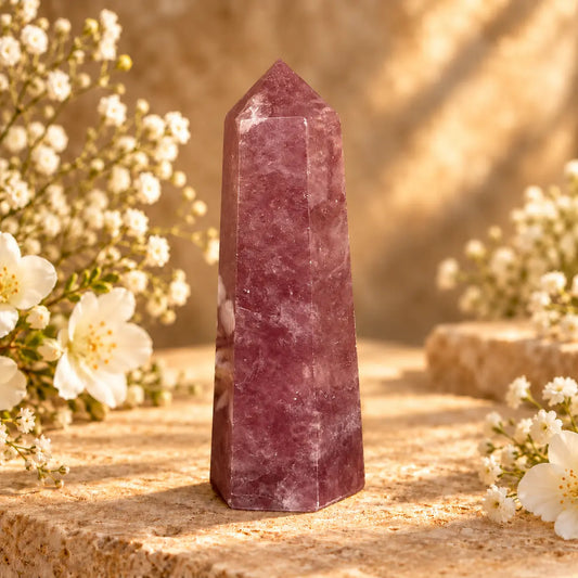 Strawberry Quartz crystal generator 292g for love, joy and emotional balance