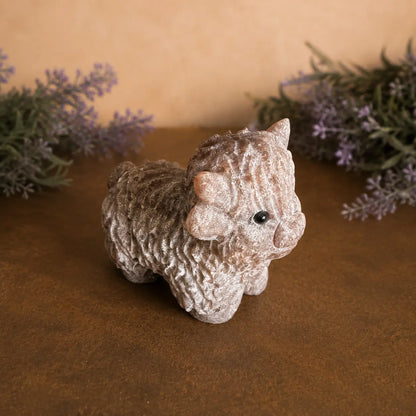 Strawberry Quartz Highland Cow Carving – Love & Emotional Healing