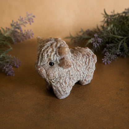 Strawberry Quartz Highland Cow Carving – Love & Emotional Healing
