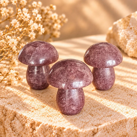 Strawberry Quartz mushroom crystal carving for love, joy and emotional healing
