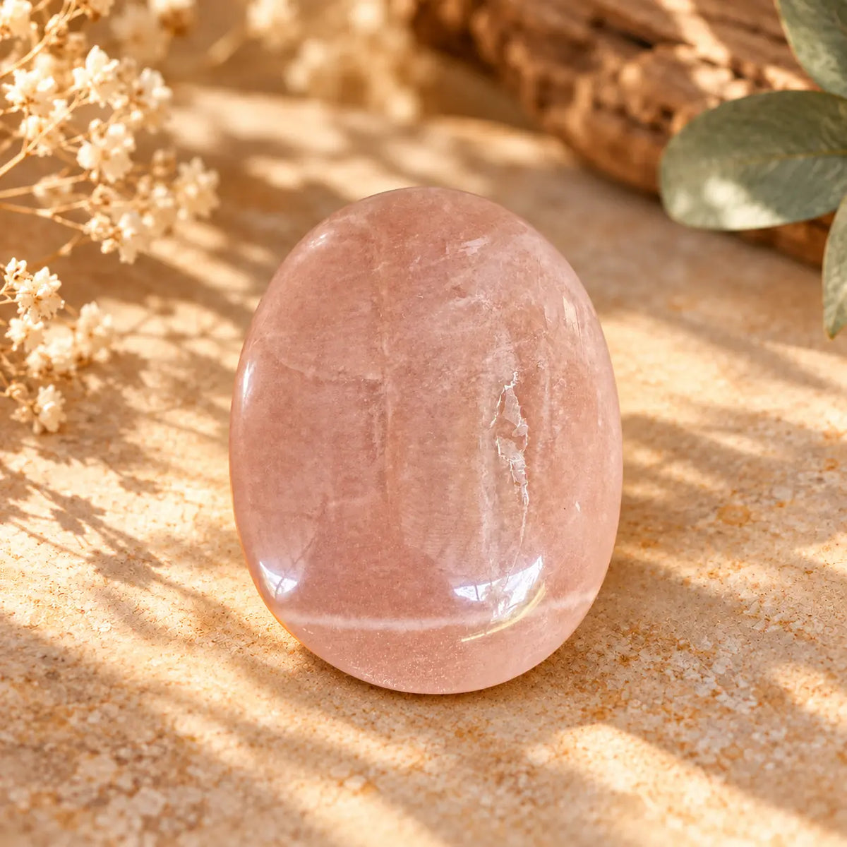 Sunstone crystal palm stone 104g approx. 56 mm