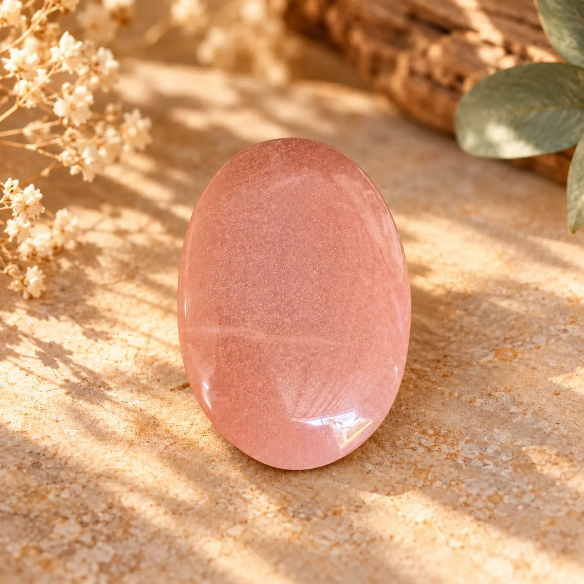 Sunstone crystal palm stone 55g approx. 52 mm