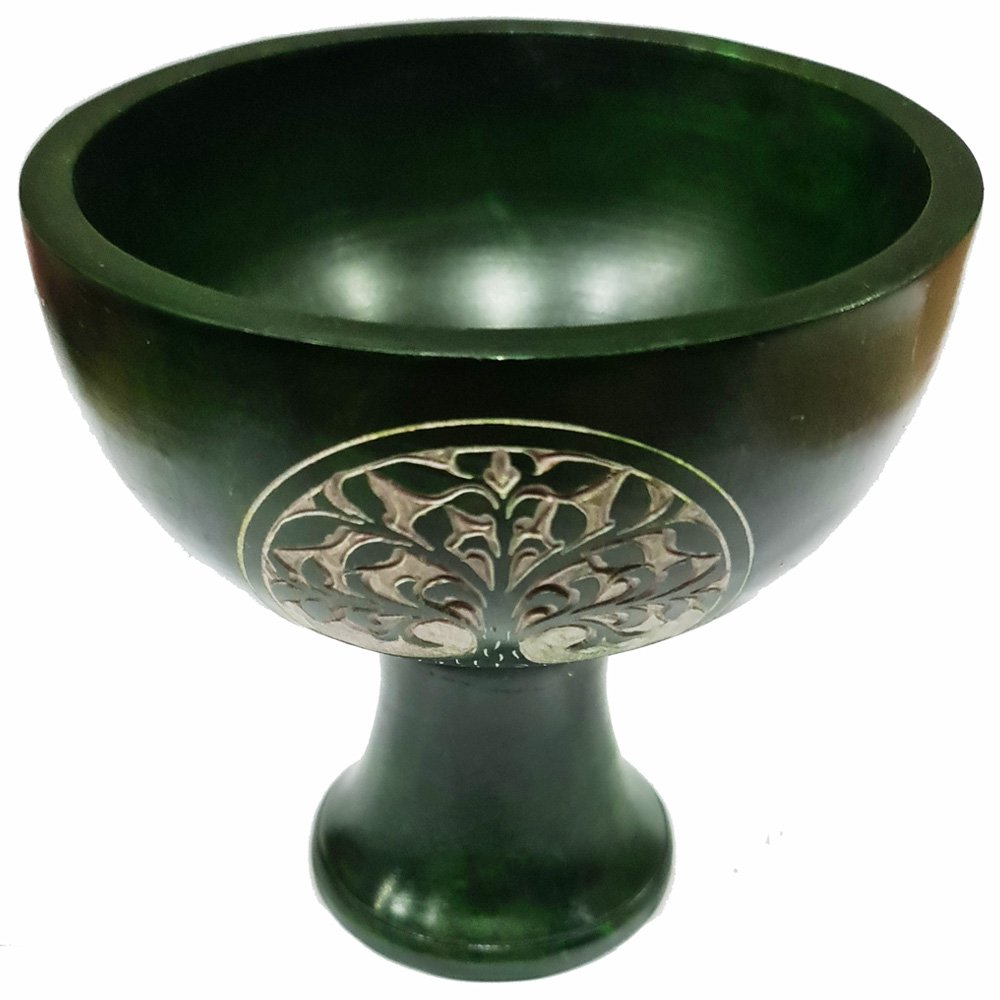 Tree of Life soapstone charcoal incense burner 10cm for energy cleansing, spiritual protection, emotional healing, and resin incense use