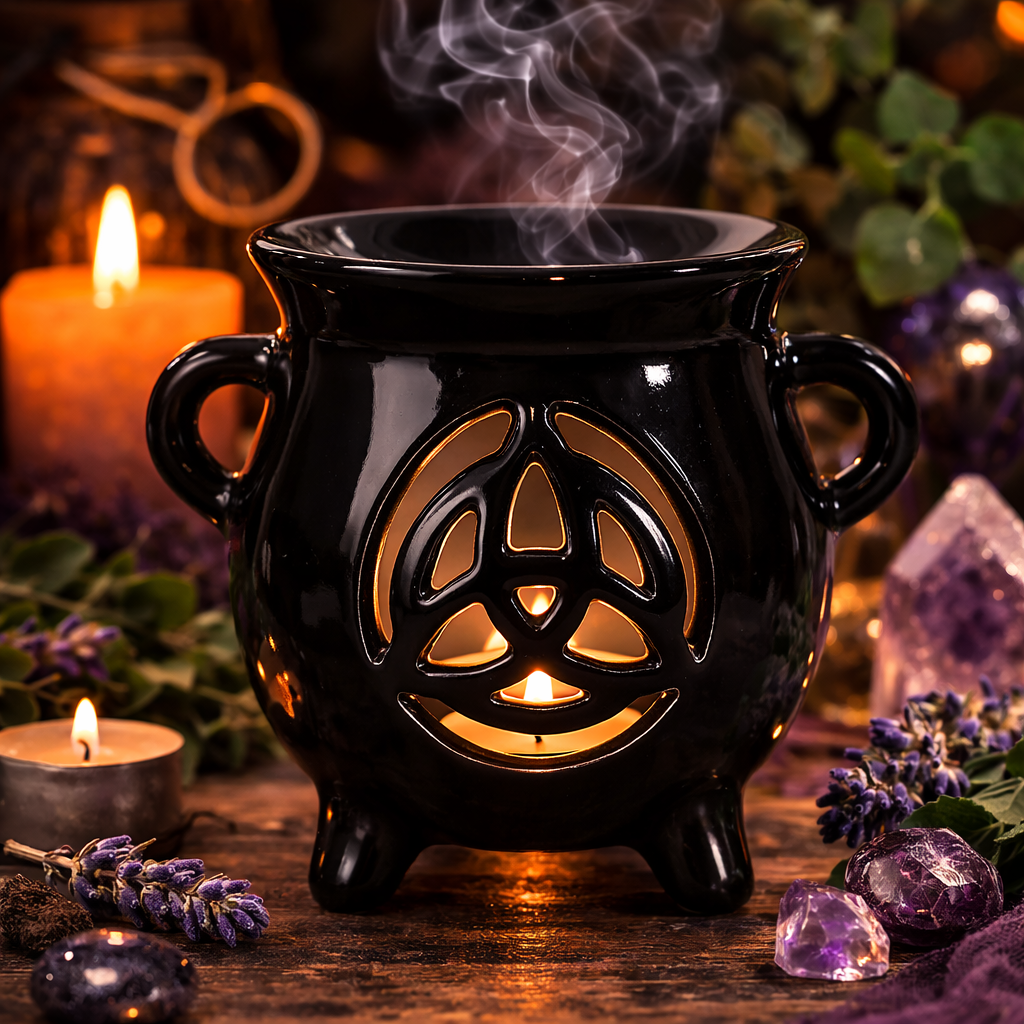 Triquetra Cauldron Oil Burner – Spiritual Gift for Peace, Balance & Sacred Rituals