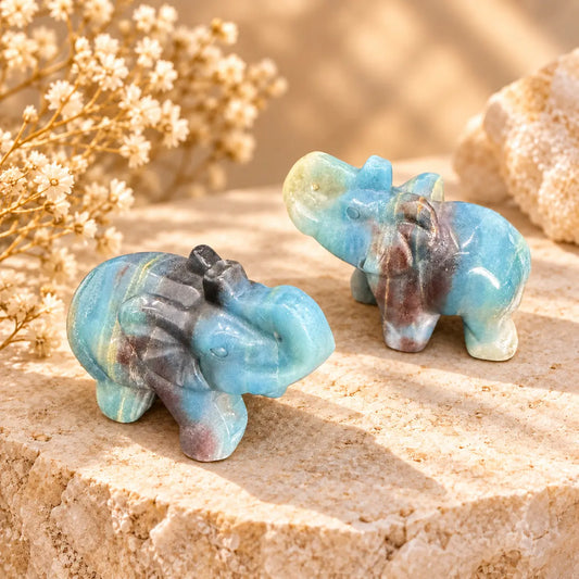 Trolleite crystal elephant carving 7cm for spiritual growth, calm, clarity and good fortune