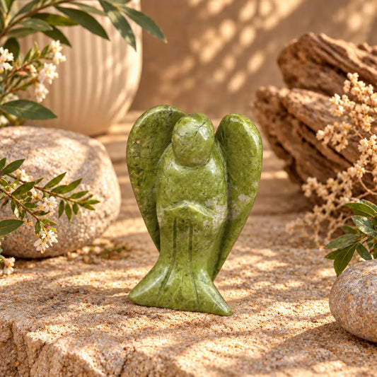 Unakite crystal angel carving approximately 6cm for emotional balance, growth and healing