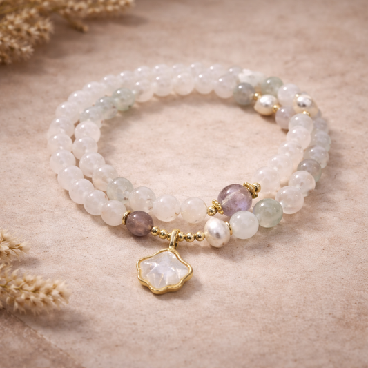 White Jade Crystal Twist Spiritual Bracelet – Heart Healing, Peace & Balance