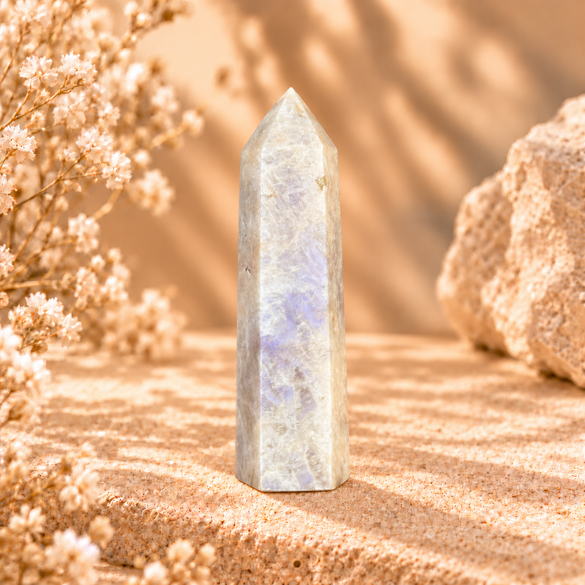 120g Moonstone crystal tower 6.6cm tall exact photographed piece