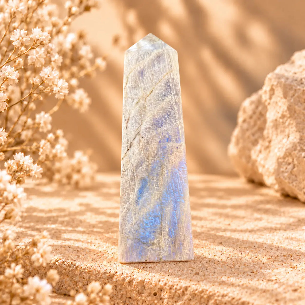 631g Moonstone crystal tower 17.5cm tall exact photographed piece