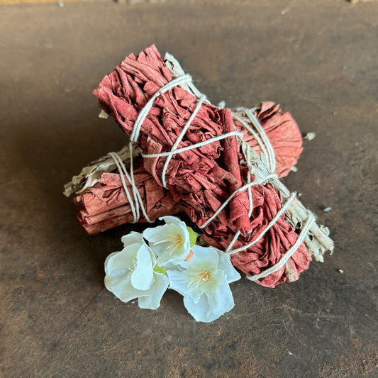 White Sage & Dragon’s Blood Smudge Stick 10cm for energy cleansing, spiritual protection, manifestation, and spiritual healing.