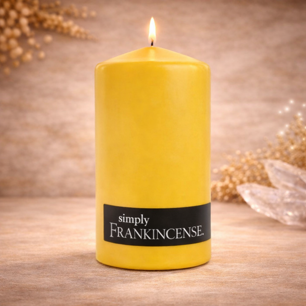 Yellow Pillar Candle – Frankincense Scent Spiritual Ritual Candle for Clarity, Confidence & Success