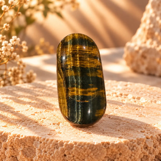 Yellow Tiger’s Eye palm stone 104g approx. 7.2 × 3.4 × 2.2 cm